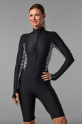 Women's Alana Knee Length Long Sleeve Swimsuit | Black Colorblock