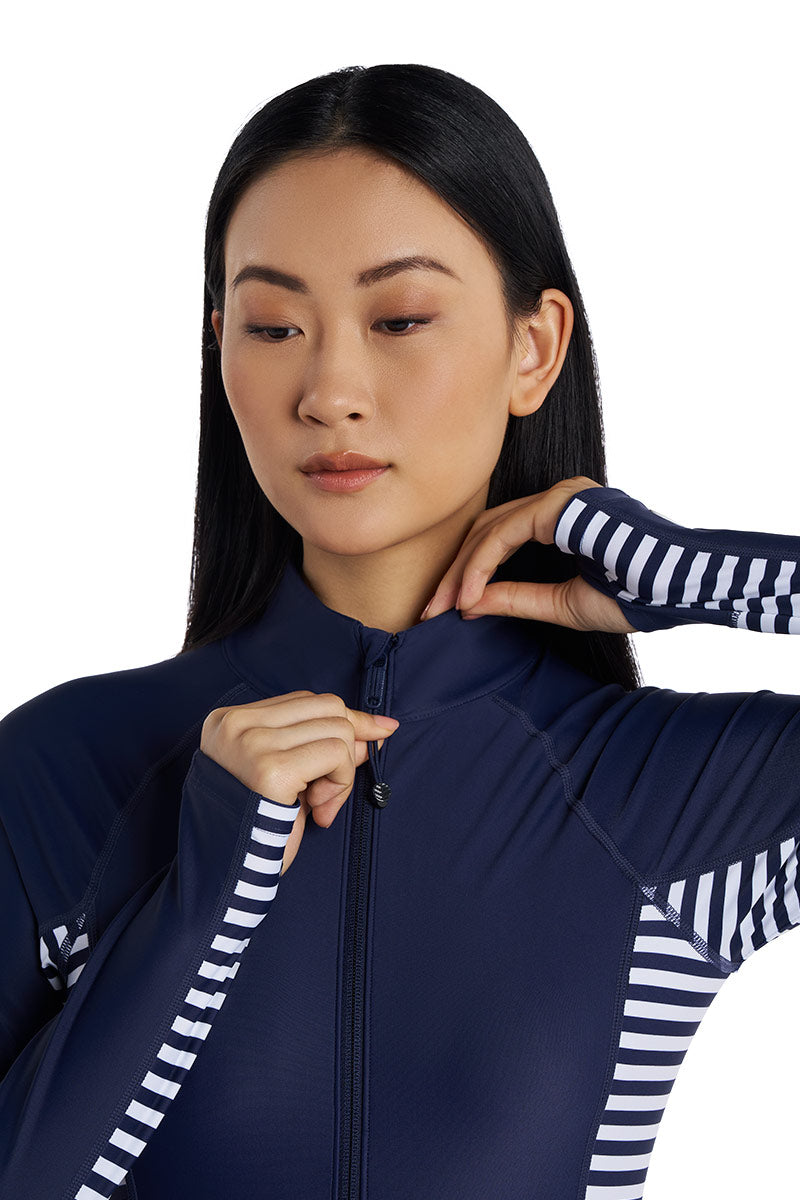 Women's Alana Knee Length Long Sleeve Swimsuit | Navy