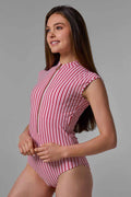Women's Sweetwater Cap Sleeve Swimsuit | Cherry Stripe