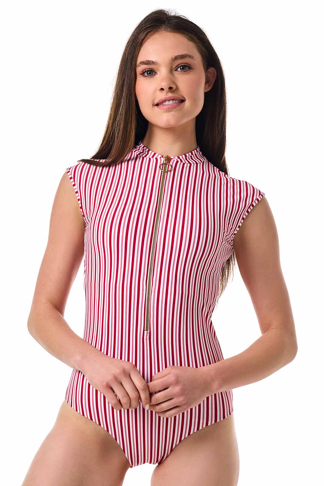 Women's Sweetwater Cap Sleeve Swimsuit | Cherry Stripe